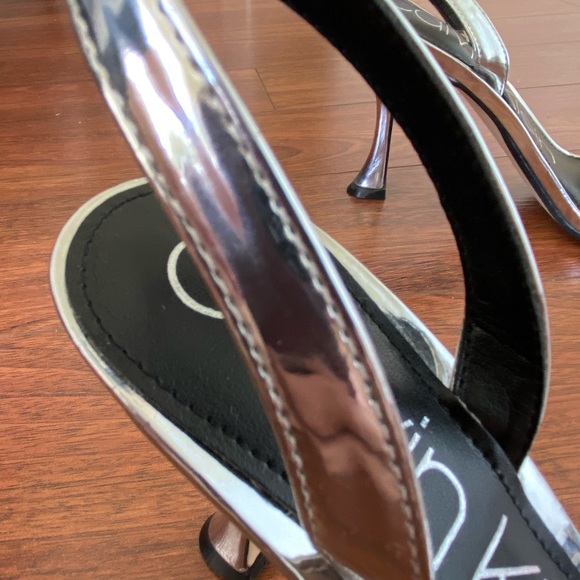 Calvin Klein Byrona Slingback Silver High Heels Size 7 Dress Shoes/Sandals - Picture 8 of 12